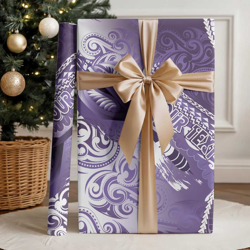 Personalised New Zealand Aotearoa Darts Masters Wrapping Paper Maori Art Tattoo with Tribal Dart Symbol Purple - Polynesian Pride