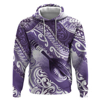 Personalised New Zealand Aotearoa Darts Masters Zip Hoodie Maori Art Tattoo with Tribal Dart Symbol Purple LT03 Pullover Hoodie Purple - Polynesian Pride