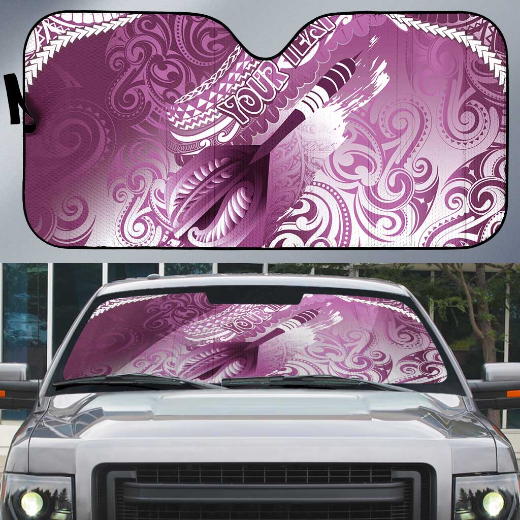 Personalised New Zealand Aotearoa Darts Masters Auto Sun Shade Maori Art Tattoo with Tribal Dart Symbol Pink - Polynesian Pride