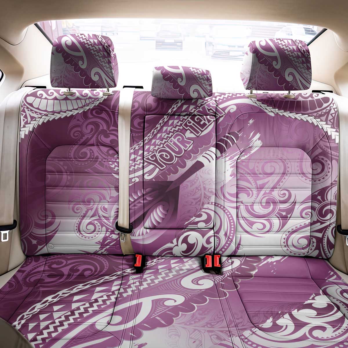 Personalised New Zealand Aotearoa Darts Masters Back Car Seat Cover Maori Art Tattoo with Tribal Dart Symbol Pink LT03 - Polynesian Pride