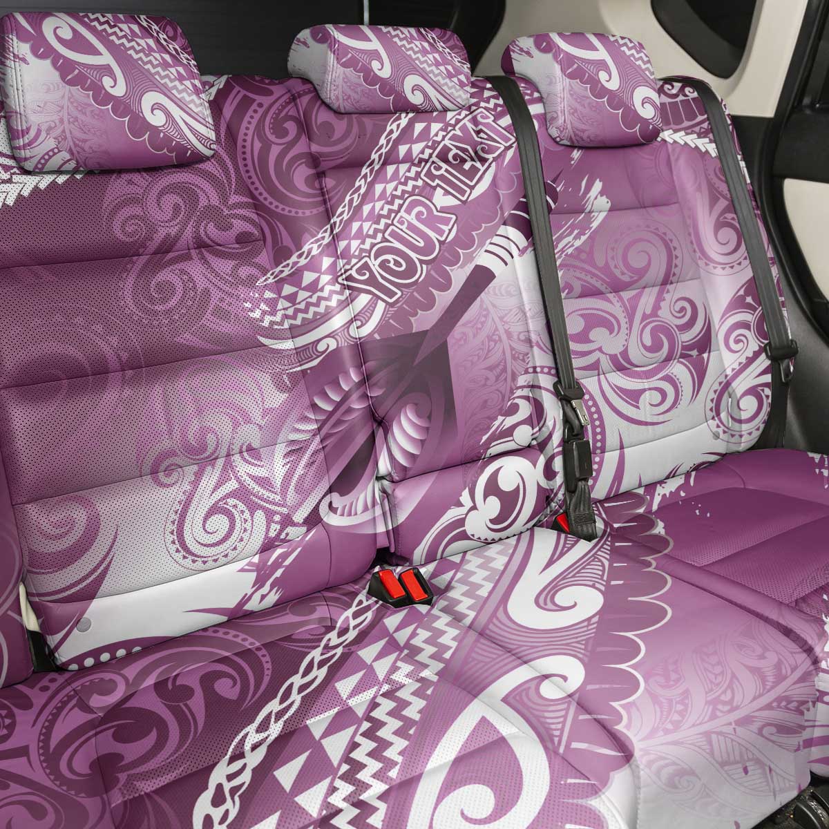 Personalised New Zealand Aotearoa Darts Masters Back Car Seat Cover Maori Art Tattoo with Tribal Dart Symbol Pink LT03 - Polynesian Pride