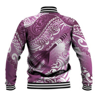 Personalised New Zealand Aotearoa Darts Masters Baseball Jacket Maori Art Tattoo with Tribal Dart Symbol Pink LT03 - Polynesian Pride