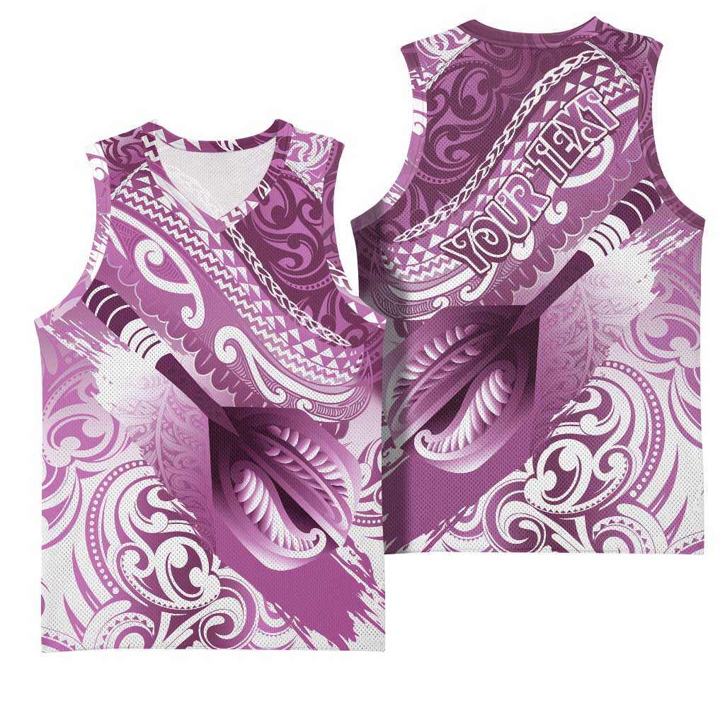 Personalised New Zealand Aotearoa Darts Masters Basketball Jersey Maori Art Tattoo with Tribal Dart Symbol Pink LT03 - Polynesian Pride