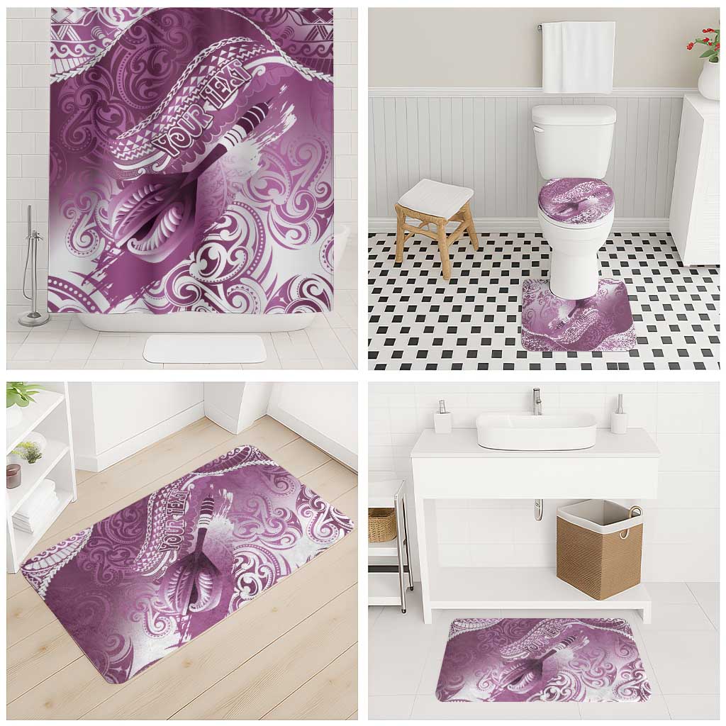 Personalised New Zealand Aotearoa Darts Masters Bathroom Set Maori Art Tattoo with Tribal Dart Symbol Pink LT03 - Polynesian Pride