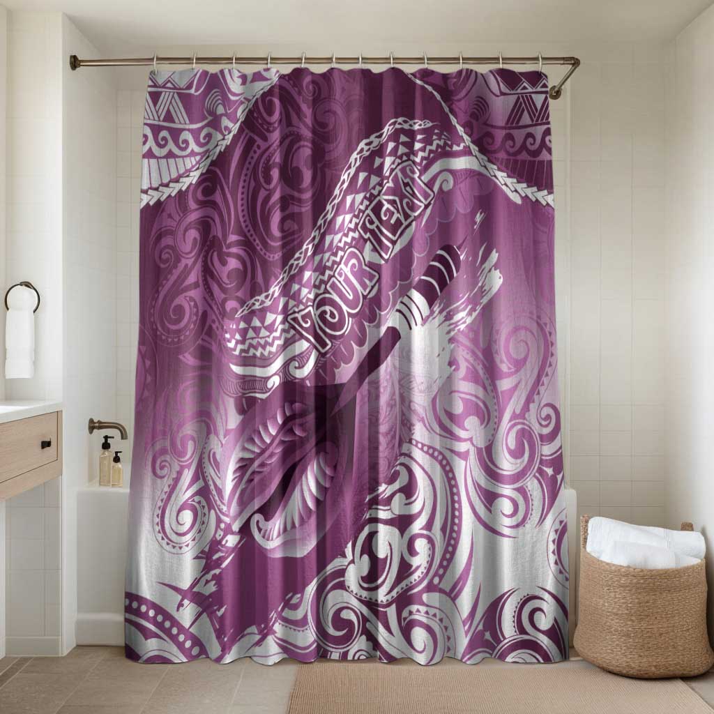 Personalised New Zealand Aotearoa Darts Masters Bathroom Set Maori Art Tattoo with Tribal Dart Symbol Pink LT03 Shower Curtain Only Pink - Polynesian Pride