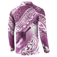 Personalised New Zealand Aotearoa Darts Masters Button Sweatshirt Maori Art Tattoo with Tribal Dart Symbol Pink LT03 - Polynesian Pride