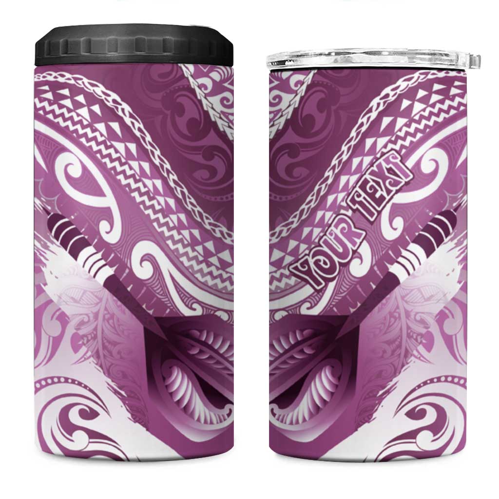 Personalised New Zealand Aotearoa Darts Masters 4 in 1 Can Cooler Tumbler Maori Art Tattoo with Tribal Dart Symbol Pink LT03 One Size: 16 oz Pink - Polynesian Pride