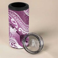 Personalised New Zealand Aotearoa Darts Masters 4 in 1 Can Cooler Tumbler Maori Art Tattoo with Tribal Dart Symbol Pink LT03 - Polynesian Pride