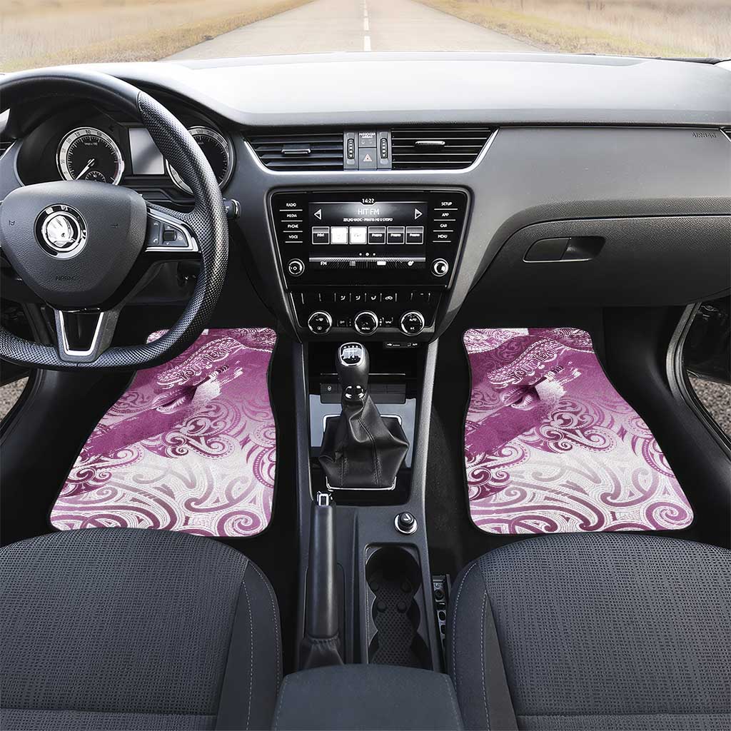 Personalised New Zealand Aotearoa Darts Masters Car Mats Maori Art Tattoo with Tribal Dart Symbol Pink LT03 Set 2pcs - Front Pink - Polynesian Pride