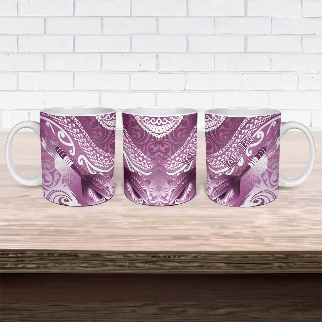 Personalised New Zealand Aotearoa Darts Masters Ceramic Mug Maori Art Tattoo with Tribal Dart Symbol Pink LT03 - Polynesian Pride