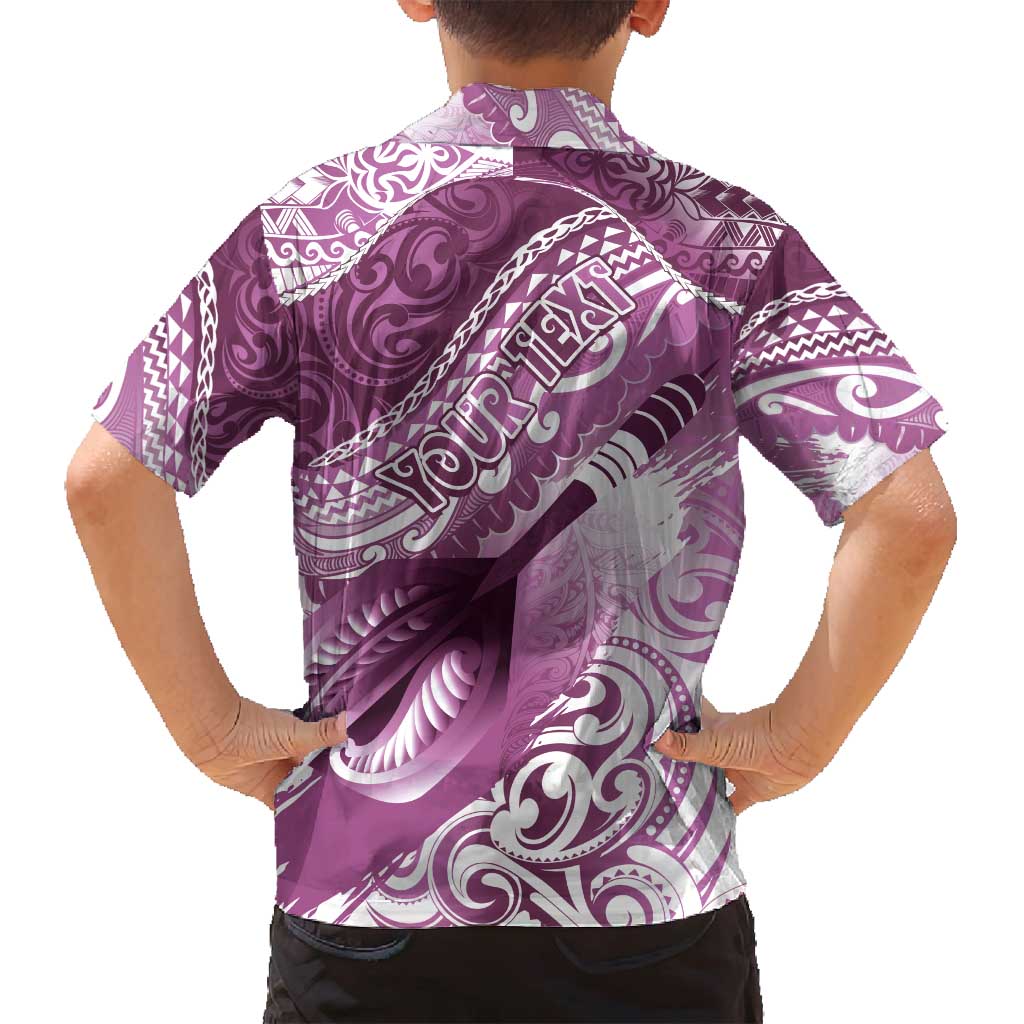 Personalised New Zealand Aotearoa Darts Masters Family Matching Long Sleeve Bodycon Dress and Hawaiian Shirt Maori Art Tattoo with Tribal Dart Symbol Pink LT03 - Polynesian Pride