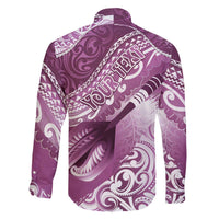 Personalised New Zealand Aotearoa Darts Masters Family Matching Off The Shoulder Long Sleeve Dress and Hawaiian Shirt Maori Art Tattoo with Tribal Dart Symbol Pink LT03 - Polynesian Pride