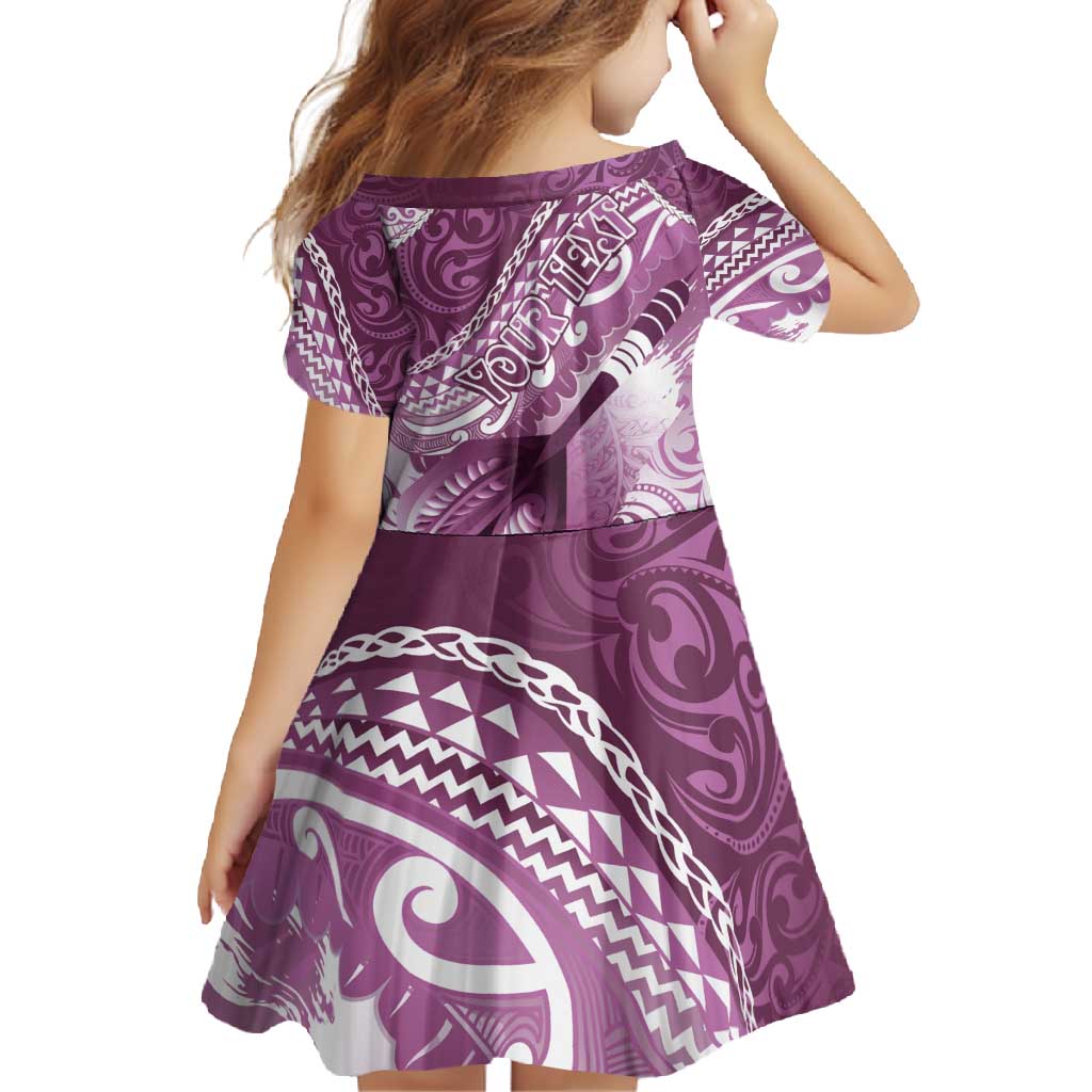 Personalised New Zealand Aotearoa Darts Masters Family Matching Off Shoulder Maxi Dress and Hawaiian Shirt Maori Art Tattoo with Tribal Dart Symbol Pink LT03 - Polynesian Pride