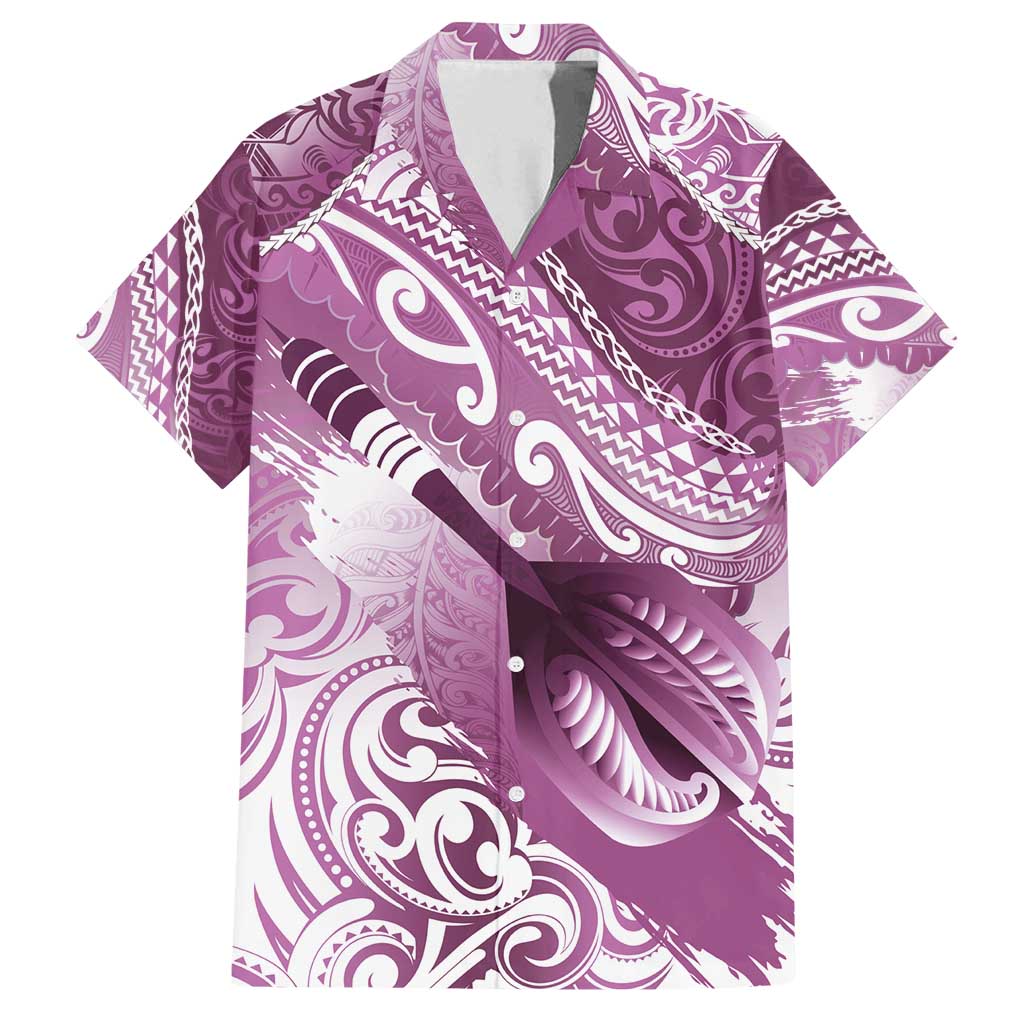 Personalised New Zealand Aotearoa Darts Masters Family Matching Puletasi and Hawaiian Shirt Maori Art Tattoo with Tribal Dart Symbol Pink LT03 Dad's Shirt - Short Sleeve Pink - Polynesian Pride