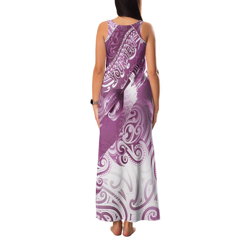 Personalised New Zealand Aotearoa Darts Masters Family Matching Tank Maxi Dress and Hawaiian Shirt Maori Art Tattoo with Tribal Dart Symbol Pink LT03 - Polynesian Pride