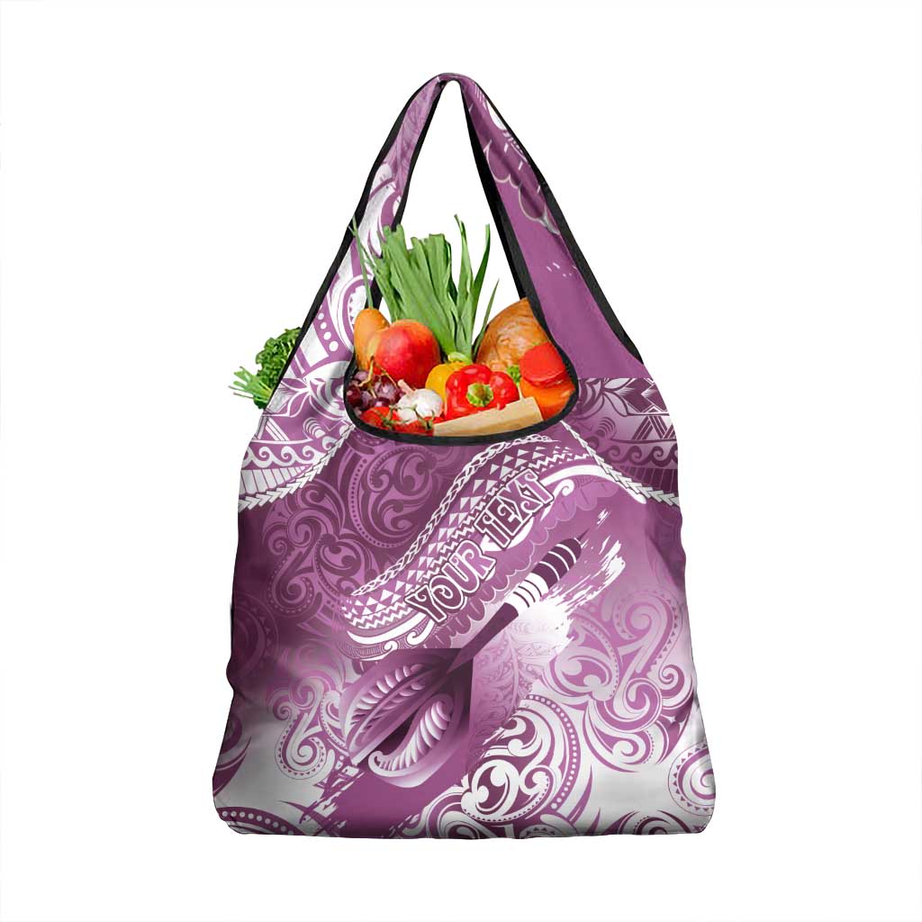 Personalised New Zealand Aotearoa Darts Masters Grocery Bag Maori Art Tattoo with Tribal Dart Symbol Pink - Polynesian Pride
