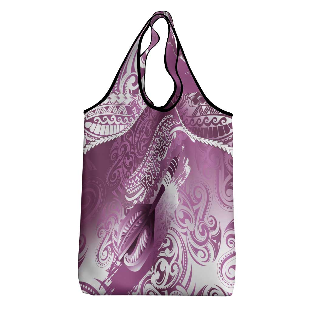 Personalised New Zealand Aotearoa Darts Masters Grocery Bag Maori Art Tattoo with Tribal Dart Symbol Pink LT03 - Polynesian Pride