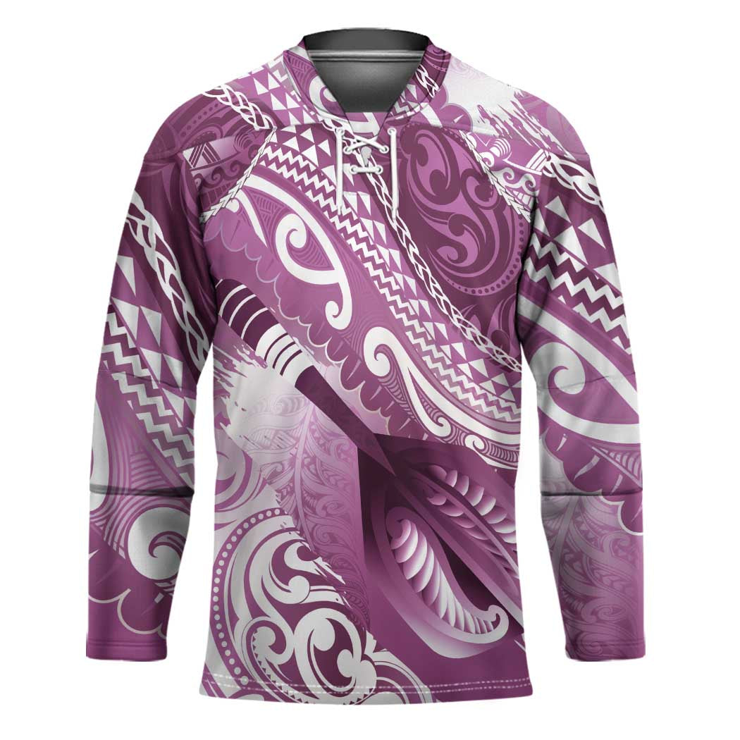 Personalised New Zealand Aotearoa Darts Masters Hockey Jersey Maori Art Tattoo with Tribal Dart Symbol Pink - Polynesian Pride