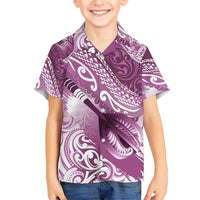 Personalised New Zealand Aotearoa Darts Masters Kid Hawaiian Shirt Maori Art Tattoo with Tribal Dart Symbol Pink LT03 Kid Pink - Polynesian Pride