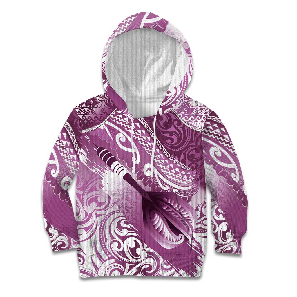 Personalised New Zealand Aotearoa Darts Masters Kid Hoodie Maori Art Tattoo with Tribal Dart Symbol Pink LT03 Hoodie Pink - Polynesian Pride