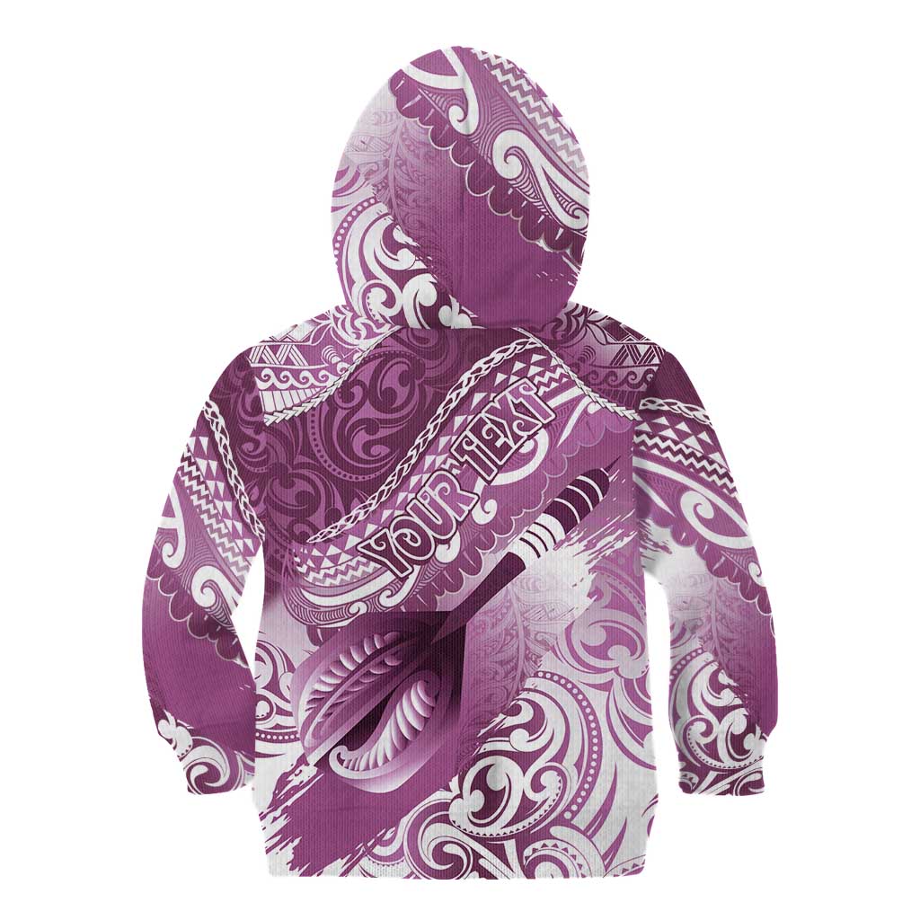 Personalised New Zealand Aotearoa Darts Masters Kid Hoodie Maori Art Tattoo with Tribal Dart Symbol Pink LT03 - Polynesian Pride