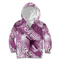 Personalised New Zealand Aotearoa Darts Masters Kid Hoodie Maori Art Tattoo with Tribal Dart Symbol Pink LT03 Zip Hoodie Pink - Polynesian Pride