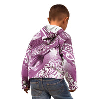 Personalised New Zealand Aotearoa Darts Masters Kid Hoodie Maori Art Tattoo with Tribal Dart Symbol Pink LT03 - Polynesian Pride