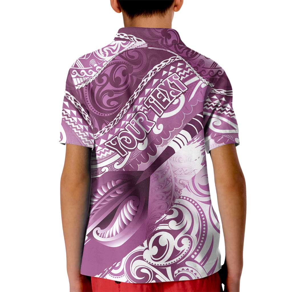 Personalised New Zealand Aotearoa Darts Masters Kid Polo Shirt Maori Art Tattoo with Tribal Dart Symbol Pink LT03 - Polynesian Pride