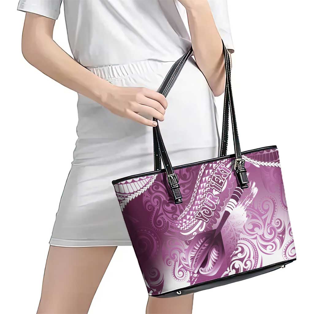 Personalised New Zealand Aotearoa Darts Masters Leather Tote Bag Maori Art Tattoo with Tribal Dart Symbol Pink LT03 - Polynesian Pride
