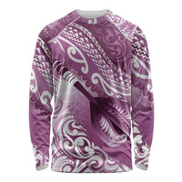Personalised New Zealand Aotearoa Darts Masters Long Sleeve Shirt Maori Art Tattoo with Tribal Dart Symbol Pink LT03 Unisex Pink - Polynesian Pride