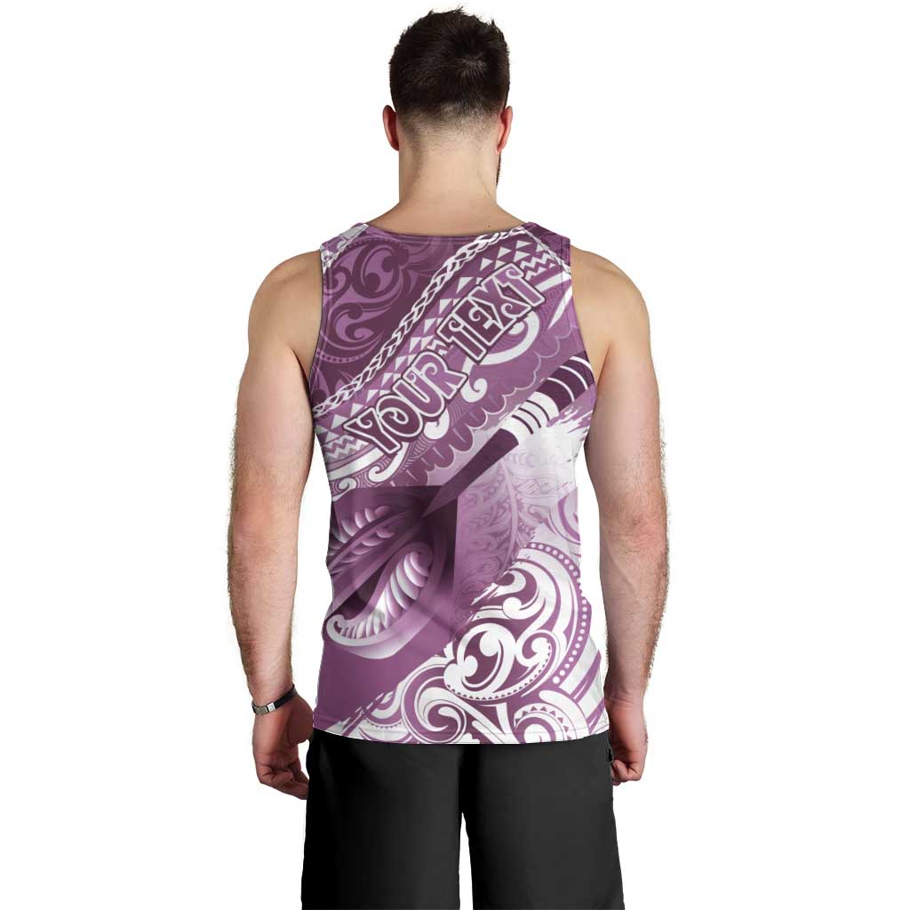 Personalised New Zealand Aotearoa Darts Masters Men Tank Top Maori Art Tattoo with Tribal Dart Symbol Pink LT03 - Polynesian Pride