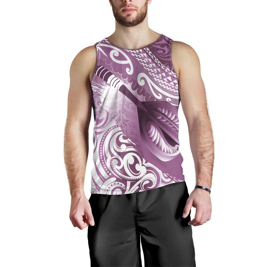 Personalised New Zealand Aotearoa Darts Masters Men Tank Top Maori Art Tattoo with Tribal Dart Symbol Pink LT03 - Polynesian Pride