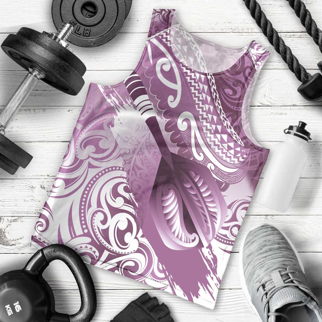 Personalised New Zealand Aotearoa Darts Masters Men Tank Top Maori Art Tattoo with Tribal Dart Symbol Pink LT03 - Polynesian Pride