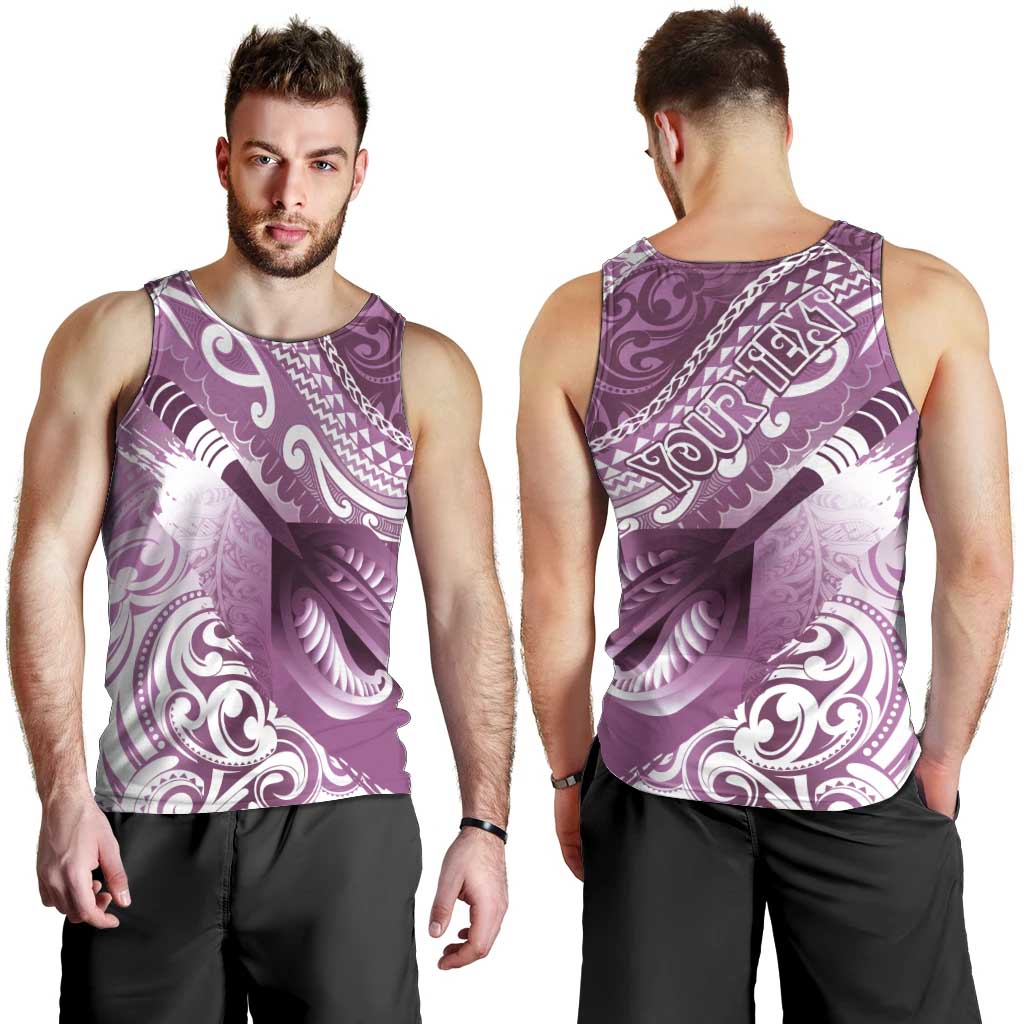 Personalised New Zealand Aotearoa Darts Masters Men Tank Top Maori Art Tattoo with Tribal Dart Symbol Pink LT03 - Polynesian Pride