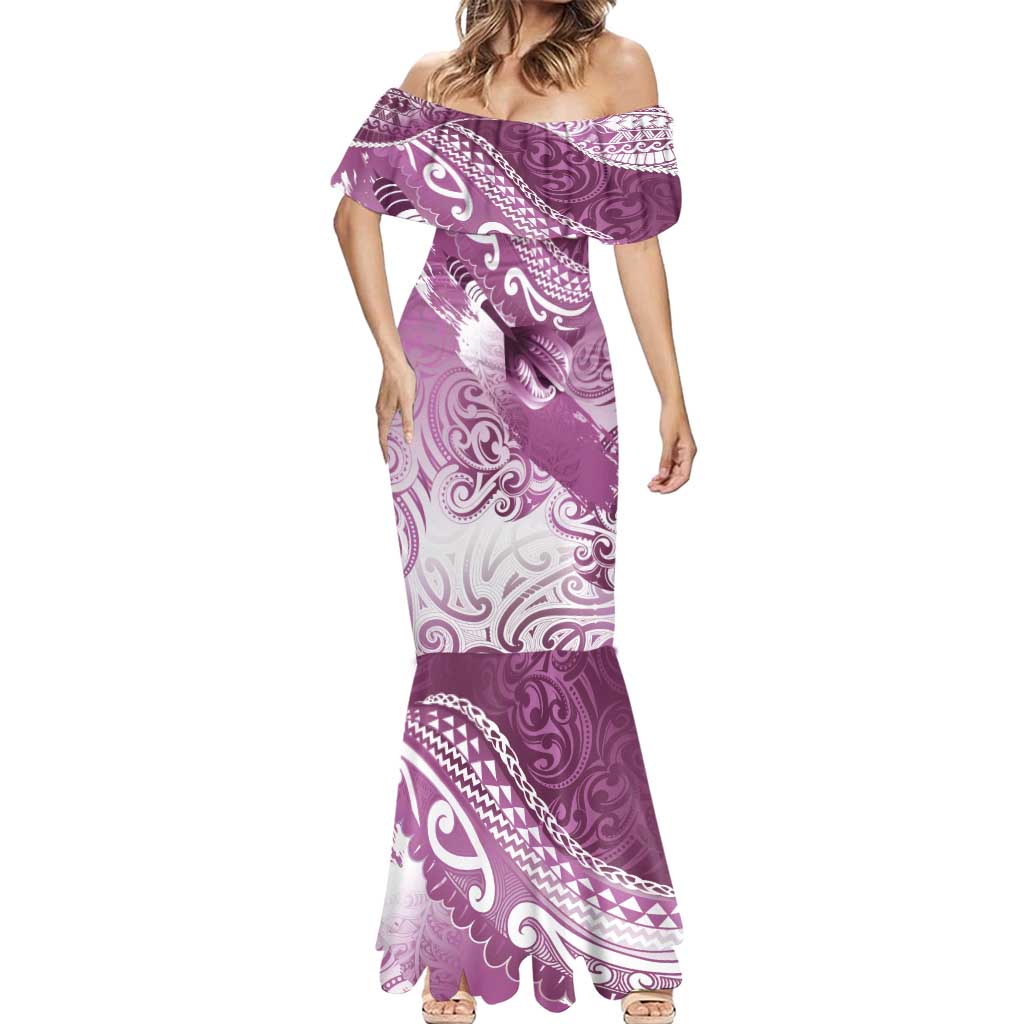 Personalised New Zealand Aotearoa Darts Masters Mermaid Dress Maori Art Tattoo with Tribal Dart Symbol Pink LT03 - Polynesian Pride