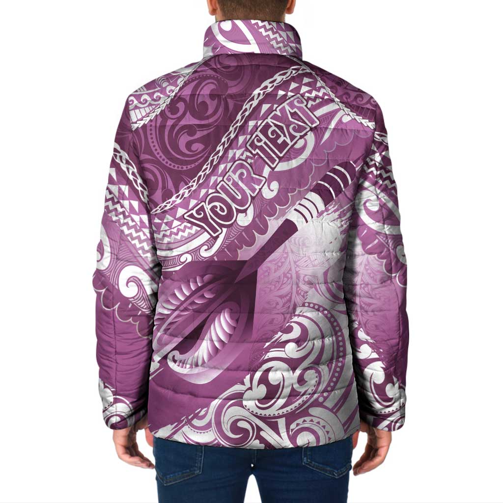 Personalised New Zealand Aotearoa Darts Masters Padded Jacket Maori Art Tattoo with Tribal Dart Symbol Pink LT03 - Polynesian Pride