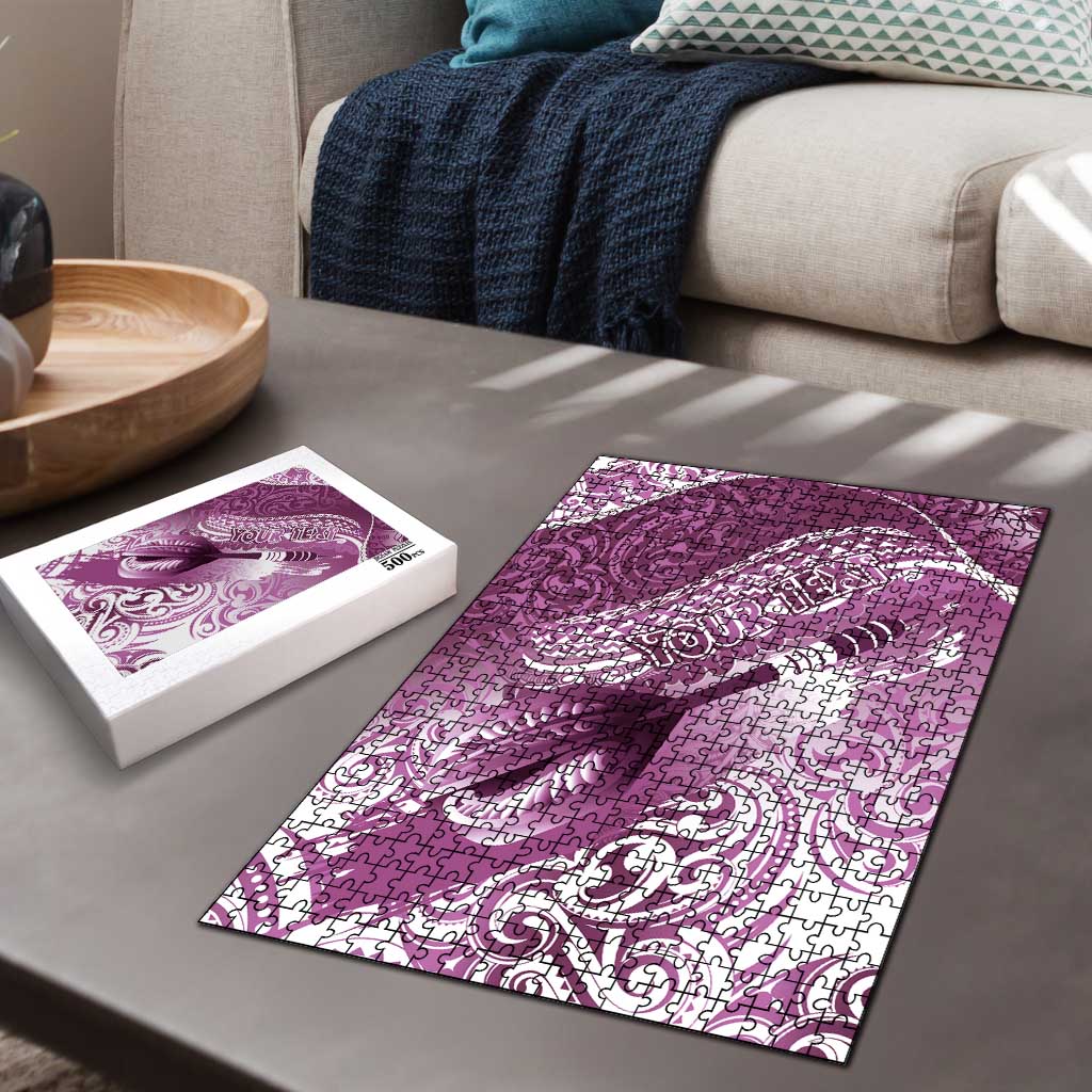 Personalised New Zealand Aotearoa Darts Masters Puzzle Maori Art Tattoo with Tribal Dart Symbol Pink LT03 - Polynesian Pride
