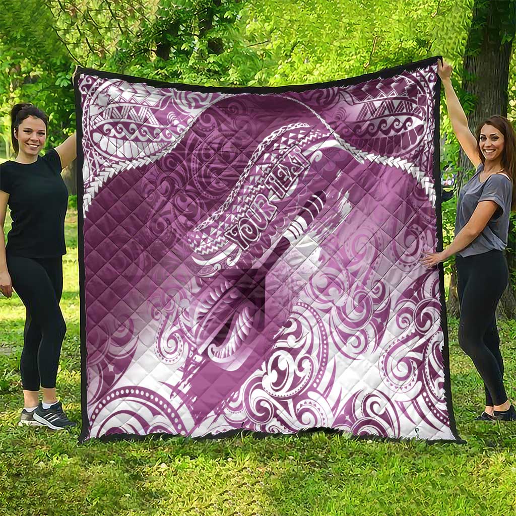 Personalised New Zealand Aotearoa Darts Masters Quilt Maori Art Tattoo with Tribal Dart Symbol Pink LT03 - Polynesian Pride