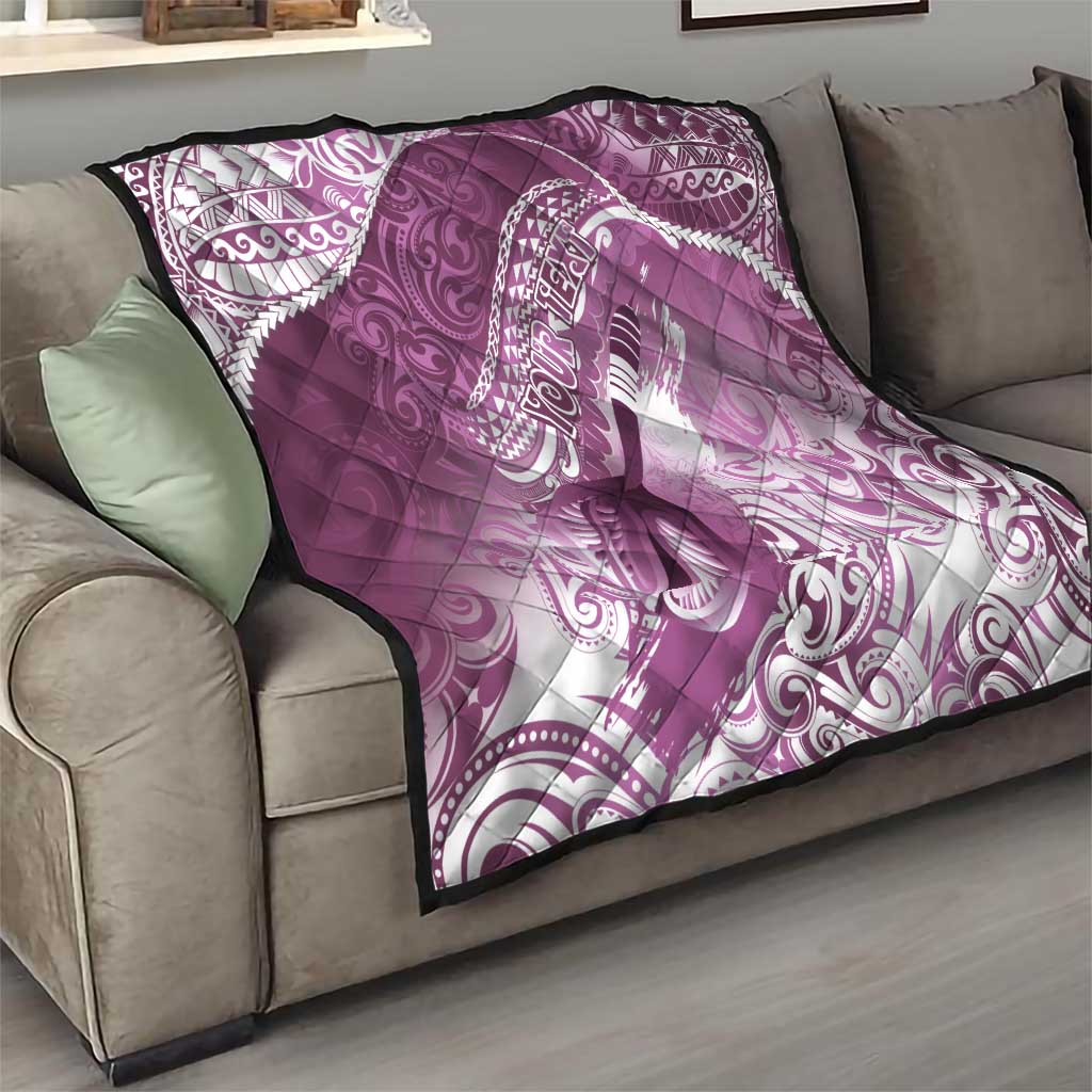 Personalised New Zealand Aotearoa Darts Masters Quilt Maori Art Tattoo with Tribal Dart Symbol Pink LT03 - Polynesian Pride