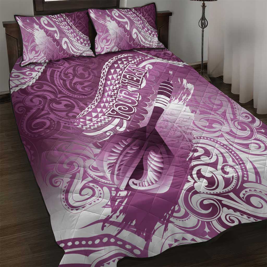 Personalised New Zealand Aotearoa Darts Masters Quilt Bed Set Maori Art Tattoo with Tribal Dart Symbol Pink LT03 Pink - Polynesian Pride