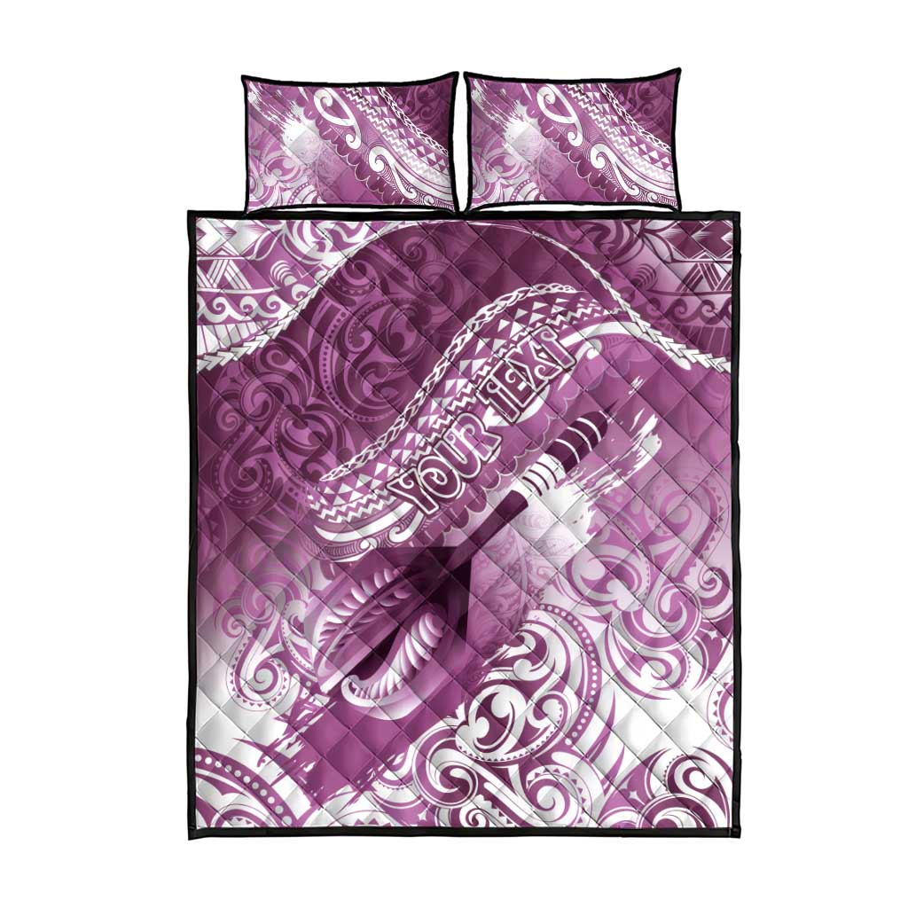 Personalised New Zealand Aotearoa Darts Masters Quilt Bed Set Maori Art Tattoo with Tribal Dart Symbol Pink LT03 - Polynesian Pride