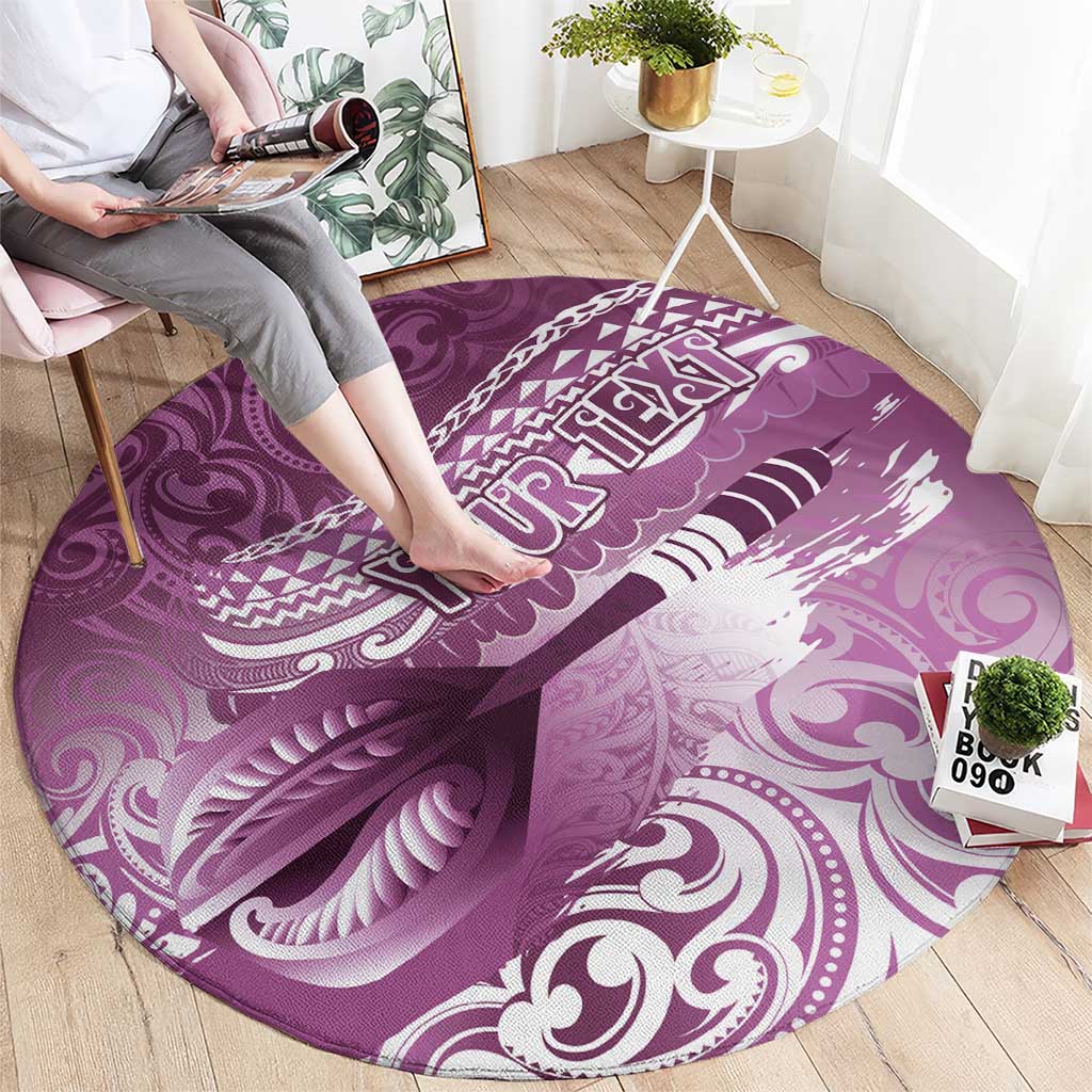 Personalised New Zealand Aotearoa Darts Masters Round Carpet Maori Art Tattoo with Tribal Dart Symbol Pink LT03 - Polynesian Pride