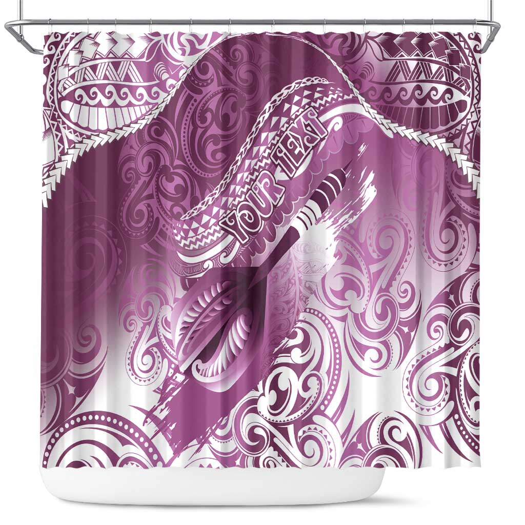 Personalised New Zealand Aotearoa Darts Masters Shower Curtain Maori Art Tattoo with Tribal Dart Symbol Pink LT03 Pink - Polynesian Pride
