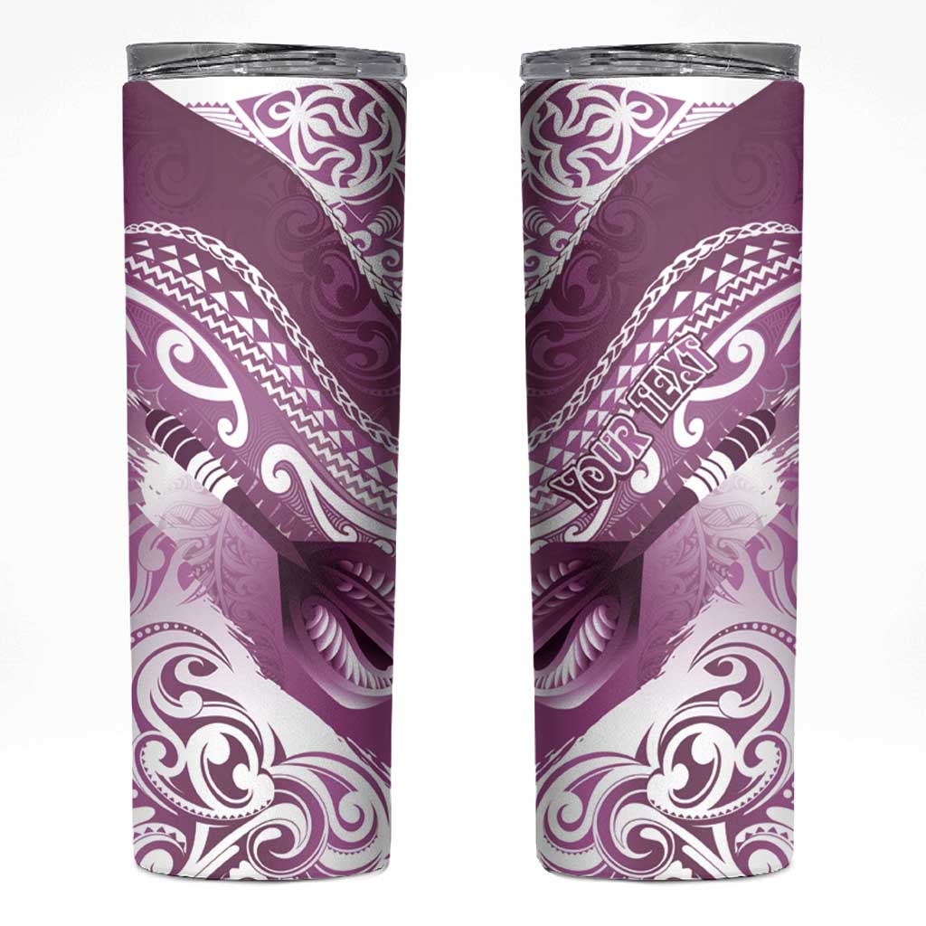 Personalised New Zealand Aotearoa Darts Masters Skinny Tumbler Maori Art Tattoo with Tribal Dart Symbol Pink LT03 Pink - Polynesian Pride