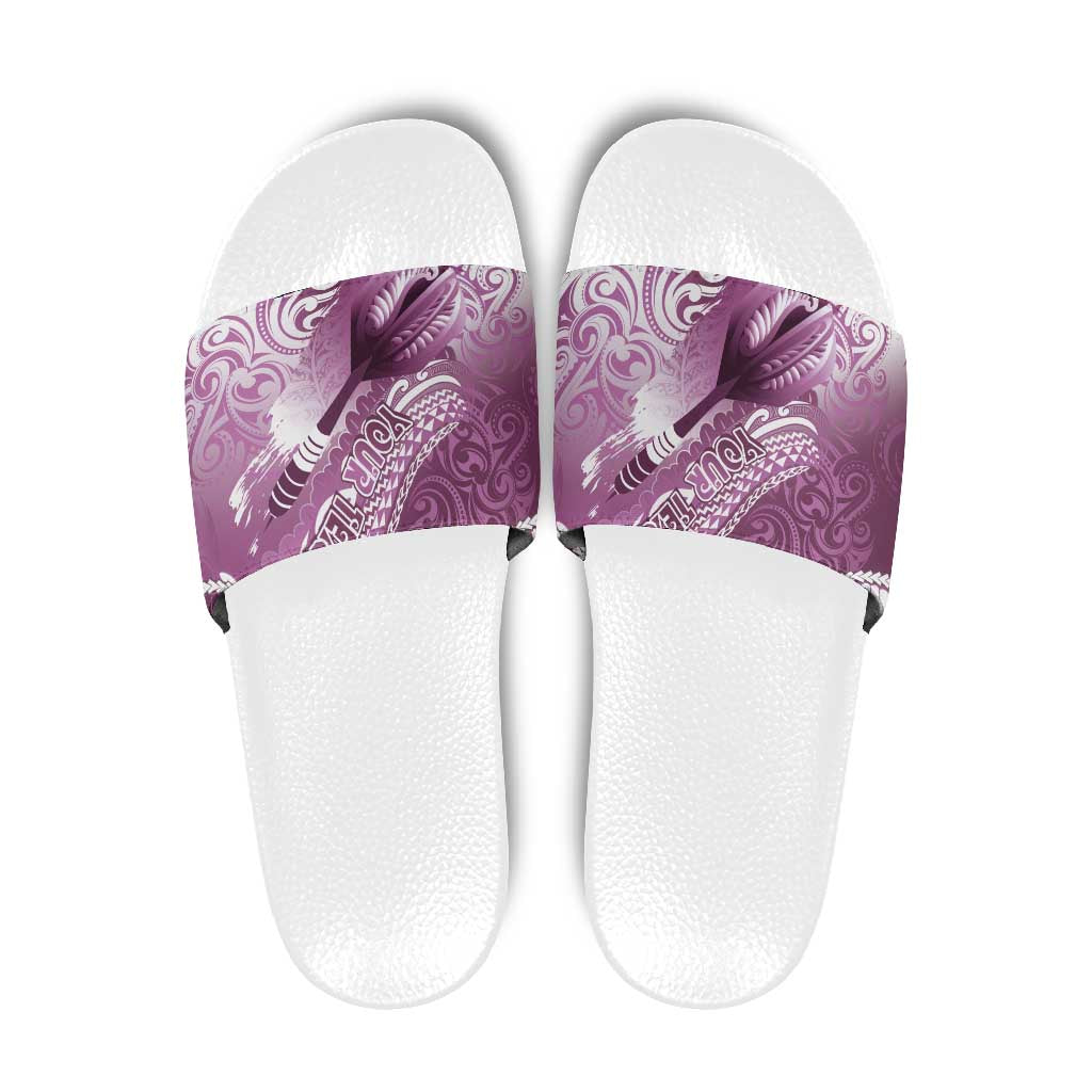 Personalised New Zealand Aotearoa Darts Masters Slide Sandals Maori Art Tattoo with Tribal Dart Symbol Pink LT03 Pink - Polynesian Pride