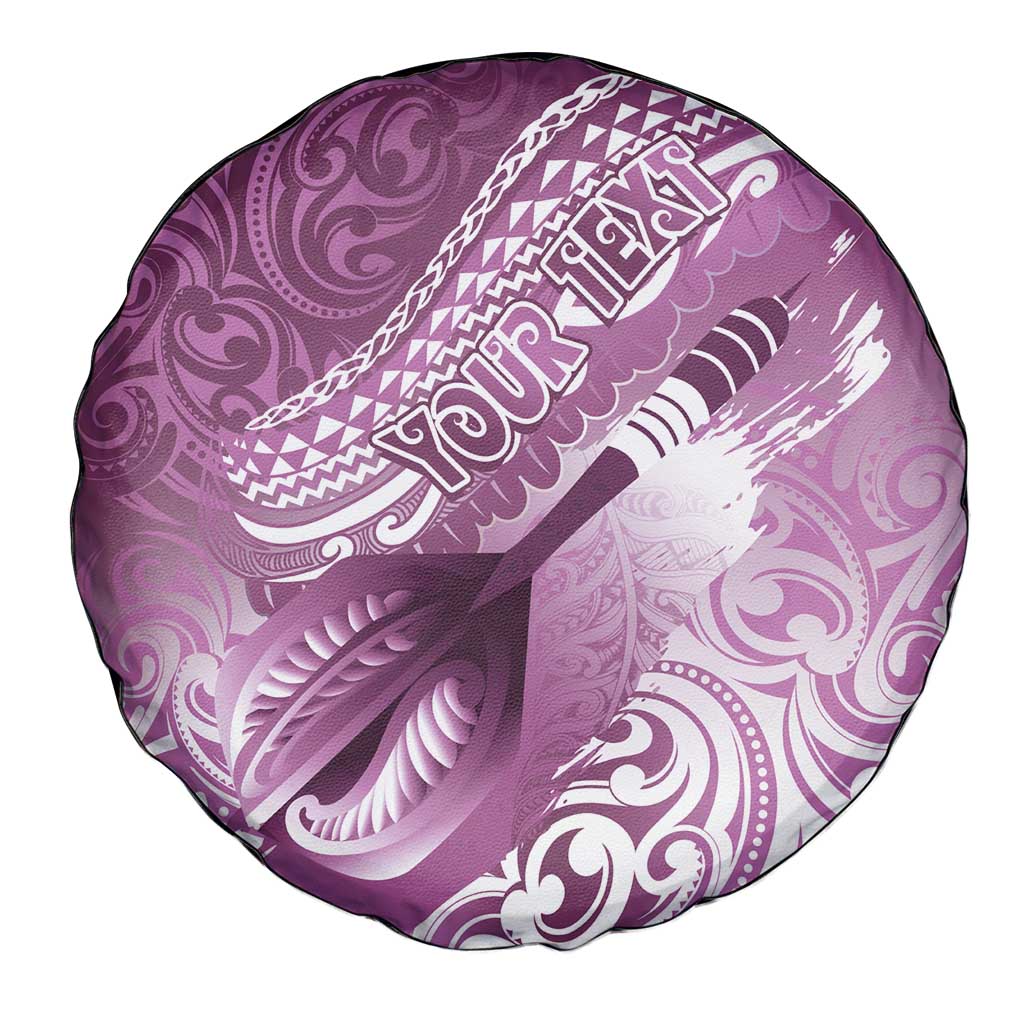 Personalised New Zealand Aotearoa Darts Masters Spare Tire Cover Maori Art Tattoo with Tribal Dart Symbol Pink LT03 - Polynesian Pride