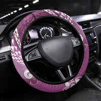 New Zealand Aotearoa Darts Masters Steering Wheel Cover Maori Art Tattoo with Tribal Dart Symbol Pink LT03 Universal Fit Pink - Polynesian Pride