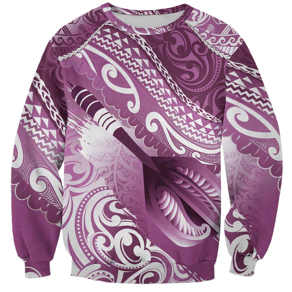 Personalised New Zealand Aotearoa Darts Masters Sweatshirt Maori Art Tattoo with Tribal Dart Symbol Pink LT03 Unisex Pink - Polynesian Pride