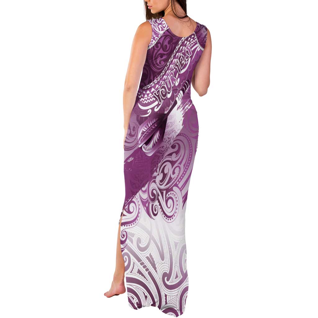 Personalised New Zealand Aotearoa Darts Masters Tank Maxi Dress Maori Art Tattoo with Tribal Dart Symbol Pink LT03 - Polynesian Pride
