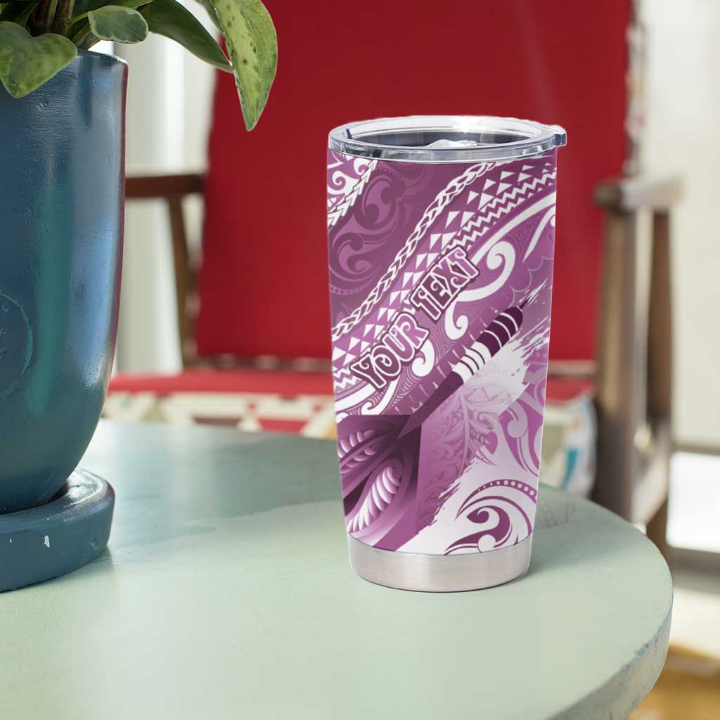 Personalised New Zealand Aotearoa Darts Masters Tumbler Cup Maori Art Tattoo with Tribal Dart Symbol Pink LT03 - Polynesian Pride